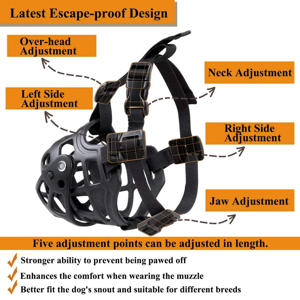 Museruola Regolabile Per Cani Ownpets - Con Copertura Mobile | Taglia XL Per Cani Aggressivi - Foto 11