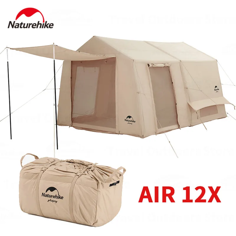 

Палатка надувная Naturehike AIR 12X, на 3-4 человек, хлопковая ткань, структура газовой колонки, для семьи, для походов, туристов, 12 м2