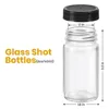 2oz Small Clear Glass Bottles with Lids for Liquids, Wide Mouth Short Jars Mini Glass Juice Bottles for Potion, Ginger Shots Oil 2