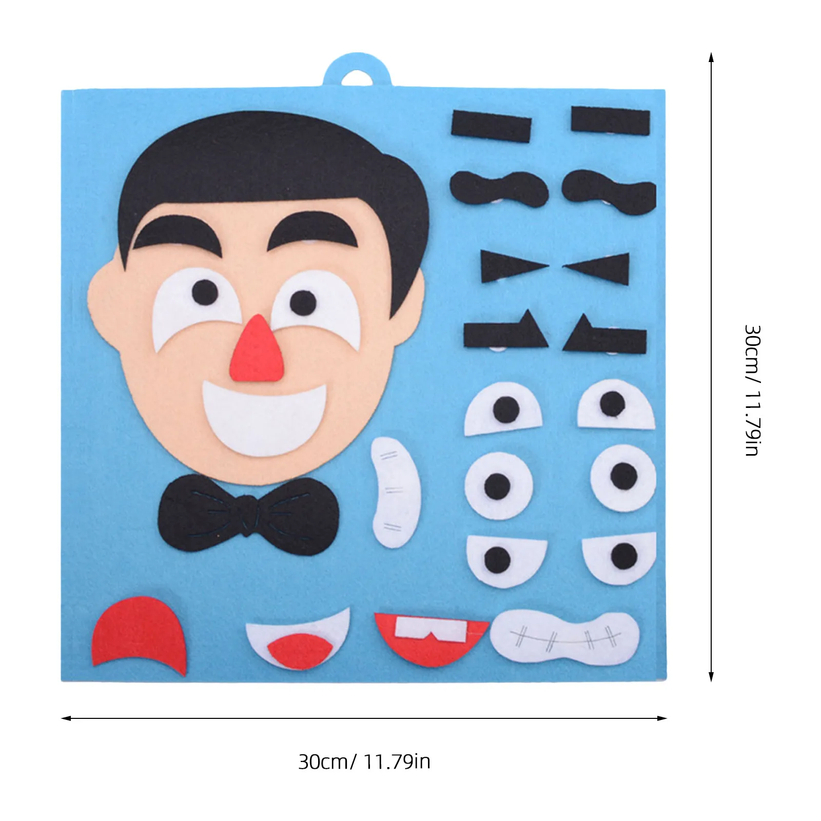 1Pcs 얼굴 퍼즐 교육용 천 게임 조기 발달 감정 학습 부모 자녀 상호 작용 매칭 세트 하늘색
