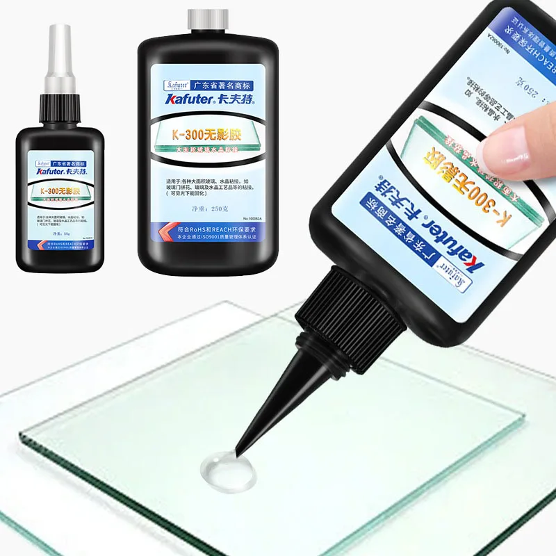 

Kafuter K300 50ML 250ML UV Shadowless Glue Clear Transparent Adhesive for Glass Crystal Acrylic Stickup Gluing