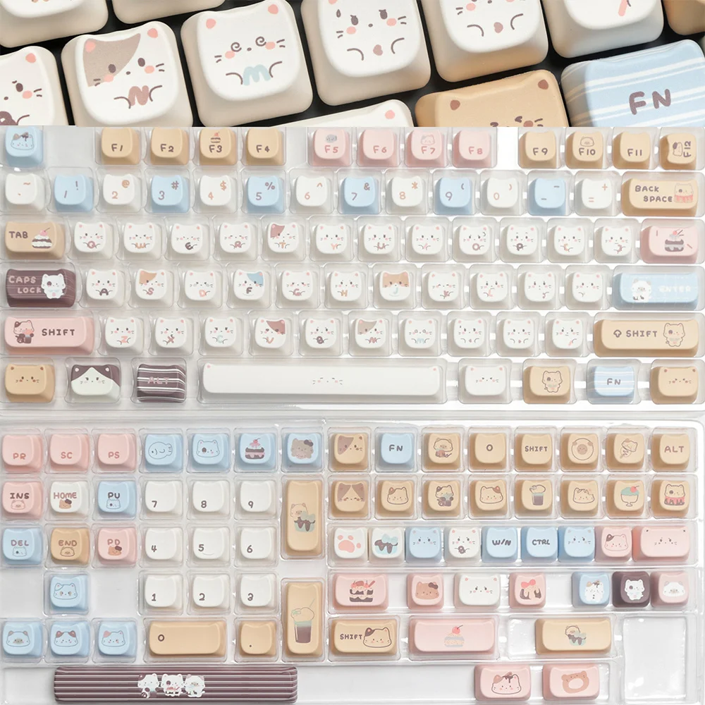 140 مفتاحًا لملح البحر هريرة Keycap على شكل قطة PBT صبغ التسامي MAO كفاف متوافق مع MX للتبديل Fit 61/64/68/87/96/104/1