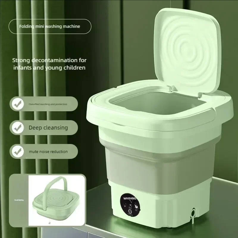 Folding Washing Machine Student Dormitory Underwear Socks 8L Mini Cleaning Machine Portable Laundry Bucket Home Washing