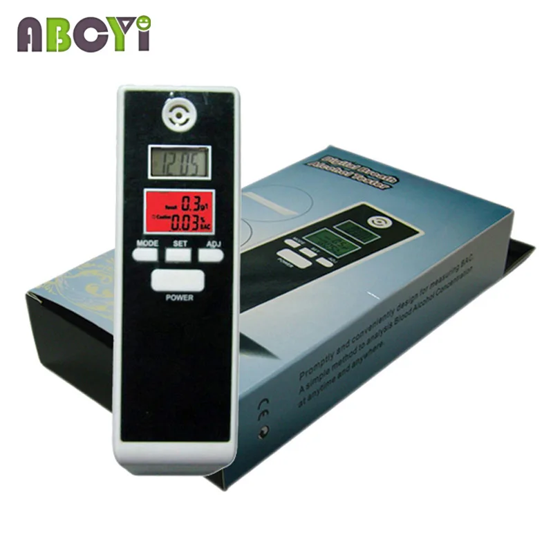 Dual LCD Screen Red Backlight Display Portable Alcohol Tester Breathalyzer Alcohol Analyzer with Clock and Temperature Display
