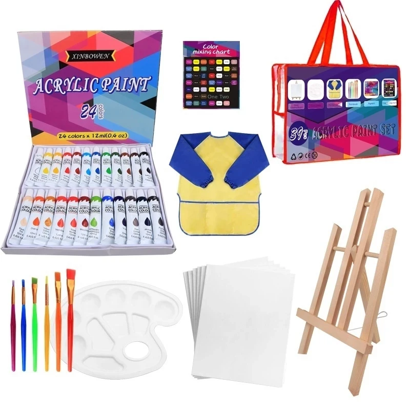 Children's Watercolor Painting Set Mini DIY Hand-painting Materials with  Easel Kids Acrylic paints Mini Easel Painting Supplies - AliExpress