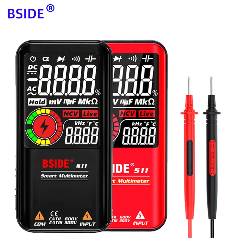 Smart multimeter 9999 Counts TRUE RMS Digital Smart Auto Range Capacitance Ohm Diode Hz AC DC DMM Multitester Live wire Check