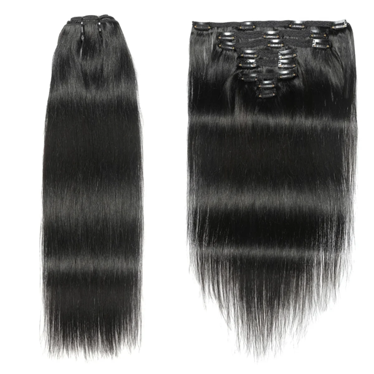 

18Inch Clip in Extensions Human-Hair Clip Straight Hair Extensions Seamless Skin Weft Clip-on Hair Pieces
