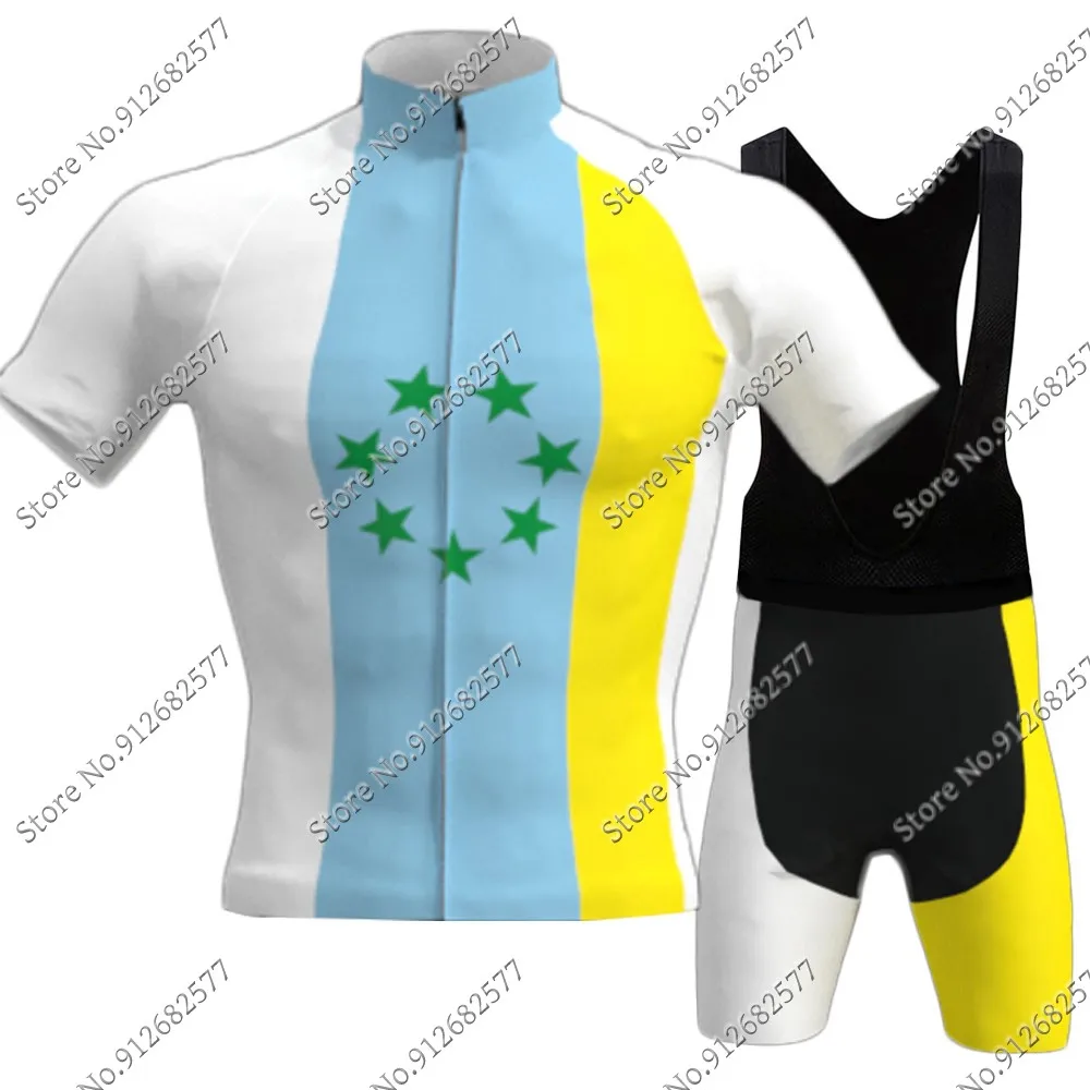 Description Picture 3 of itemCycling Jersey Canary Islands Flag 2022 Set Men Retro Bicycle Clothing Road Bike Shirts Suit Bicycle Bib Shorts MTB Ropa Maillot