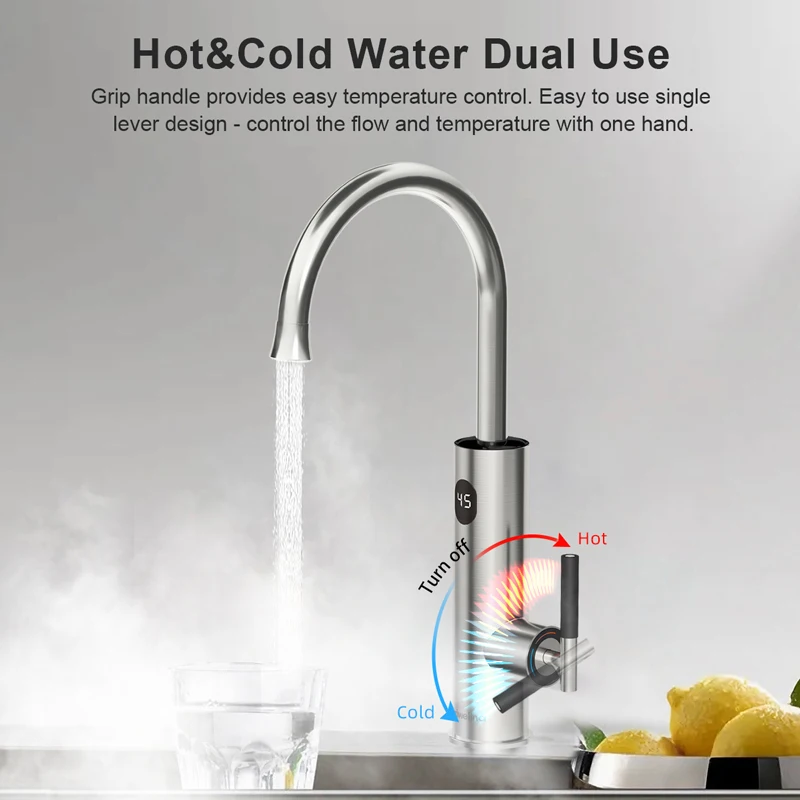 Briwellna Electric Water Heater Kitchen Faucet In With Digital