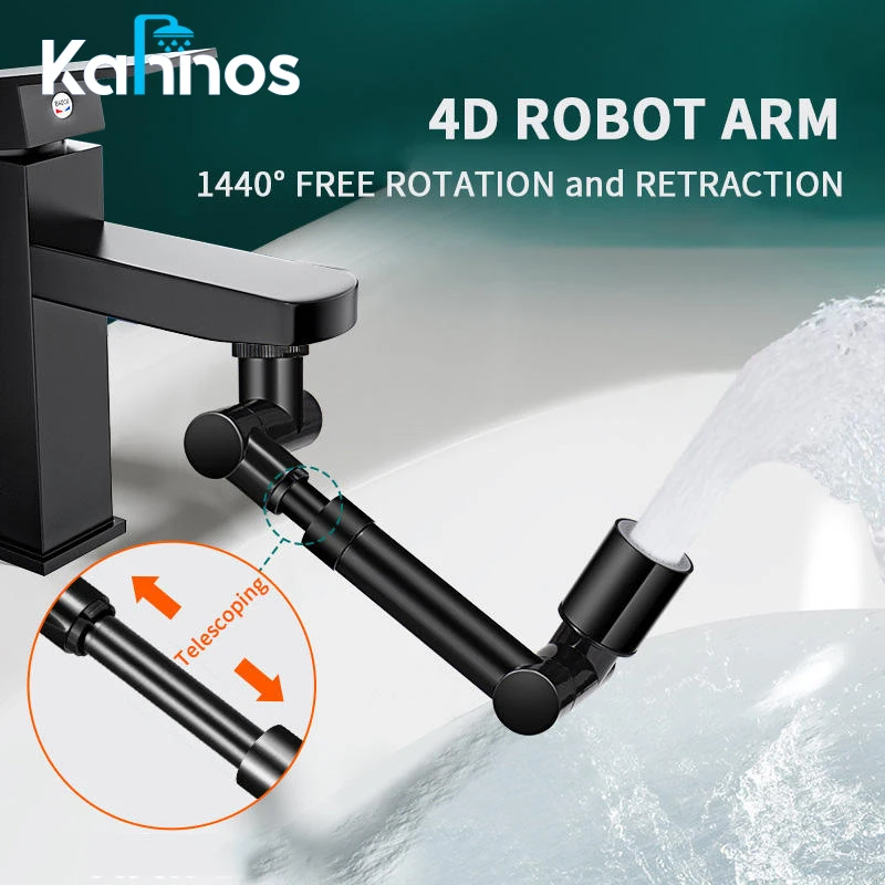 

Alloy 1440° Telescopic Rotating Faucet Extender Anti-Splash Filter Robot Arm Sink Faucet Aerator Washbasin Water Tap Nozzle