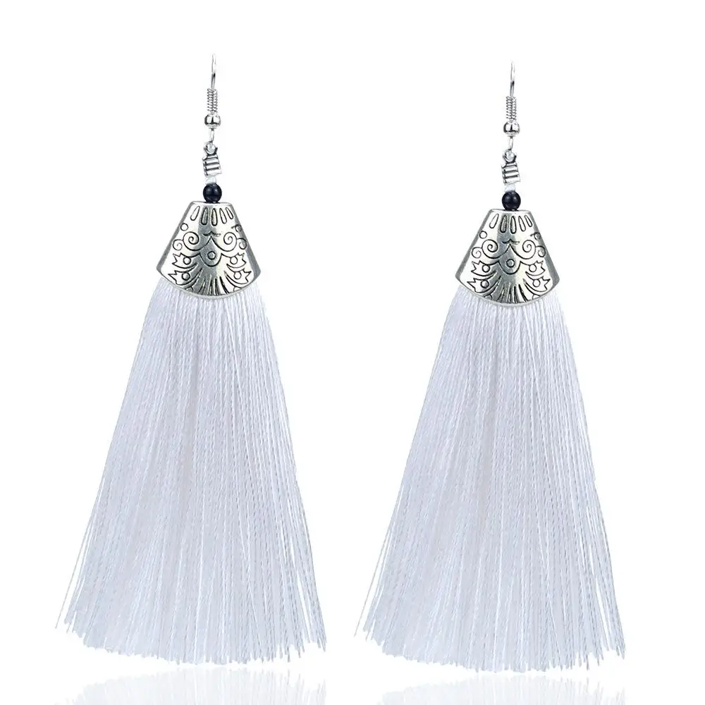 QianBei Vintage Ethnic Long Tassel Drop Earring Women Jewelry Fashion Dangle Earrings girl Aros Mujer Oreja drop earrings dangle earrings long earrings crystal tassel earrings
