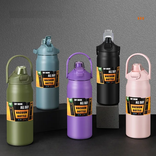 Large Steel Vacuum Bottle 800ml 1000ml 1200ml 1500ml Double Wall Sports Cooler Office Vacuum Flask 2