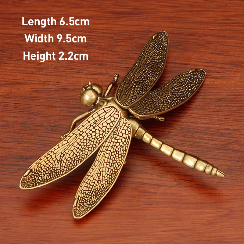 Creative Brass Small Dragonfly Shape Wings Detachable Ornament Micro Landscape Tea Pet Indoor Desktop Decorations Accessorie 1Pc