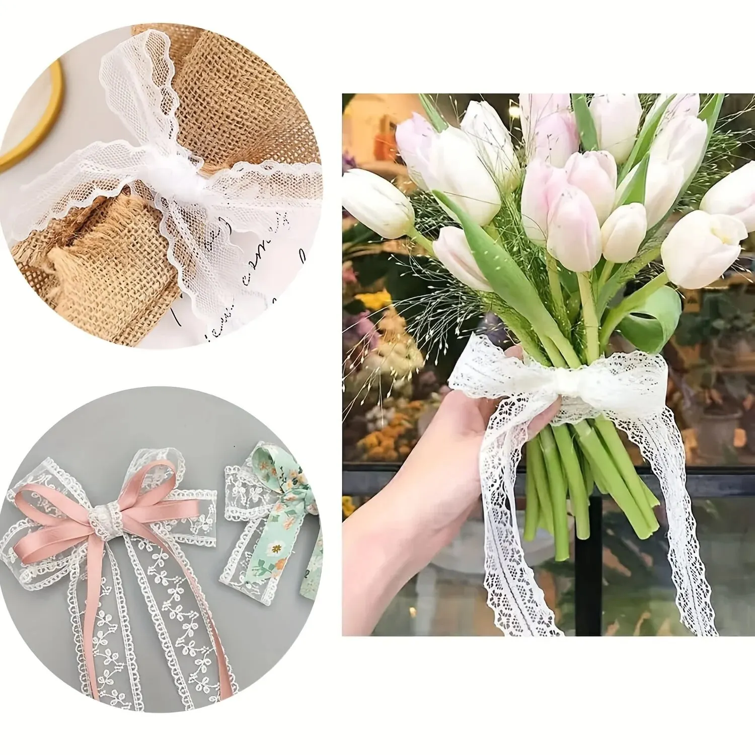 Lace Ribbon for Gift Wrapping Dress Wedding Decoration Sewing Crafts 10.9Yards