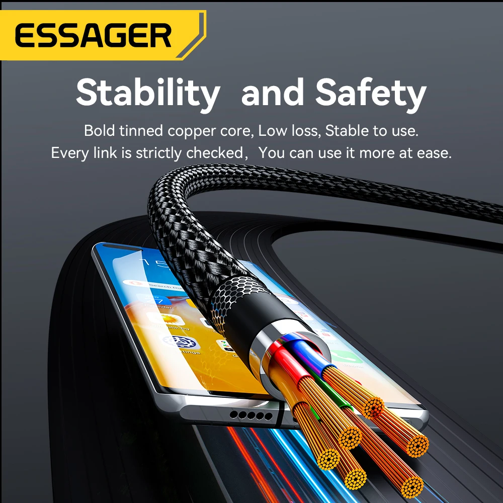 Essager 240W USB Type C To USB C Cable 90 Degree Angle PD Fast Charging Charger Wire For iPad MacBook Pro Xiaomi Samsung Huawei