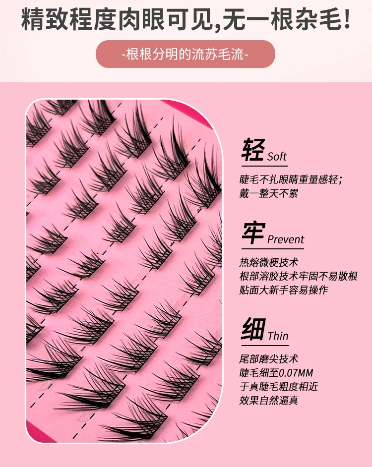 Description Picture 4 of itemLAKANAKU Fox Eye Cluster Lashes Premade Eyelashes Fluffy Fans Natural Soft