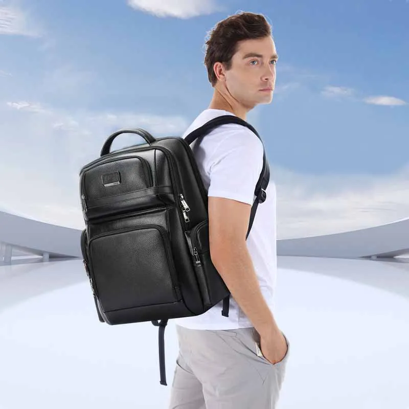 BOPAI Men's Head Leather Backpack 16 inch Laptop Bags Business USB Charging Backpacks Travel Large Capacity Shoulder Bag 2