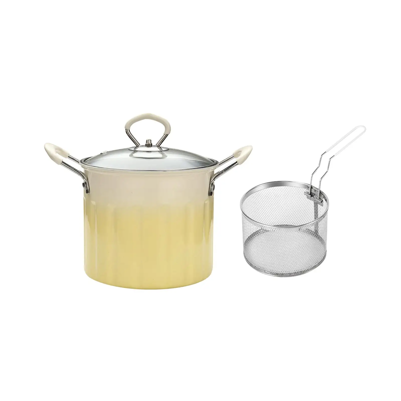 Deep Fryer Pot 3L Kitchen with Basket Japanese Tempura Frying Pot Kitchen Frying Pan for Camping Party Restaurant Cooking Chips