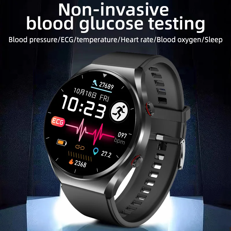 

2023 New Cardica Blood Glucose Smart Watch ECG+PPG HRV Monitoring Blood Pressure Body Temperature SmartWatch Men Fitness Tracker