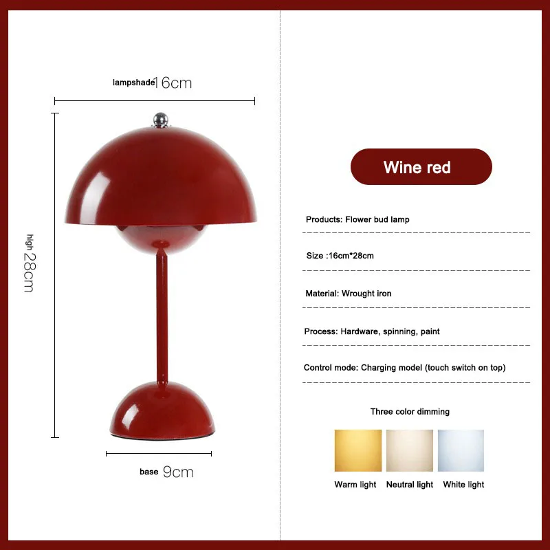 Mushroom Flower Bud LED Table Lamp Creative Top Touch Switch Night Light Modern Nordic Style Living Room Bedroom Decoration
