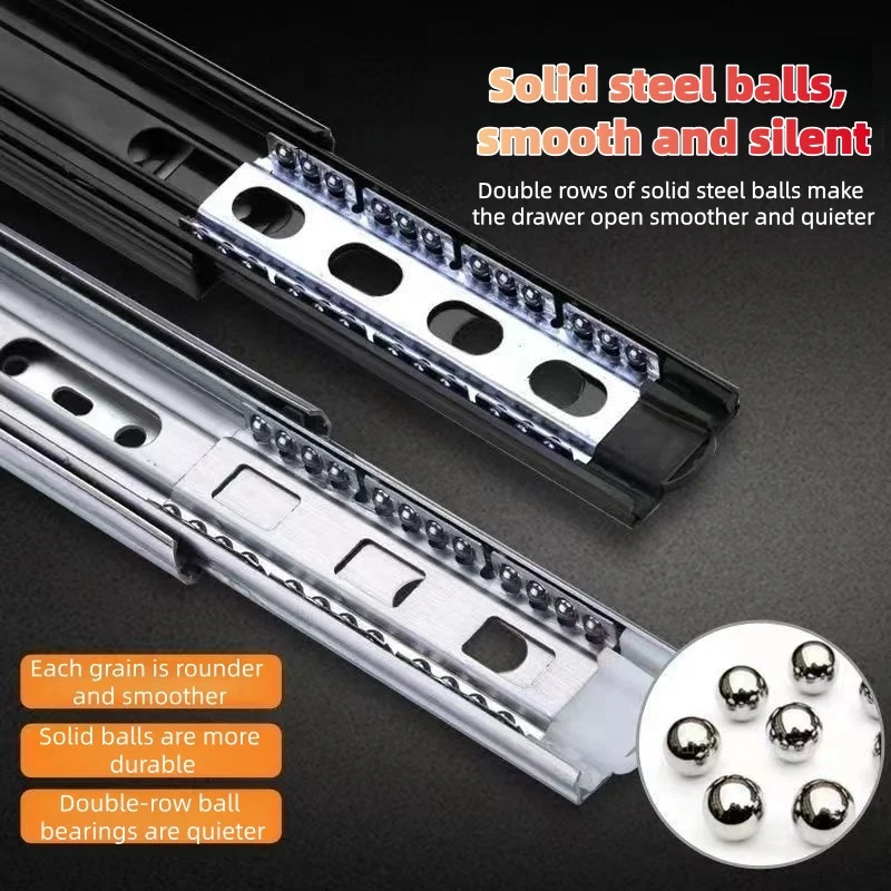 Premium Cold Rolled Steel Drawer Slides - Adjustable Length, Smooth Close Mechanism, Two-Section Cabinet Rails
