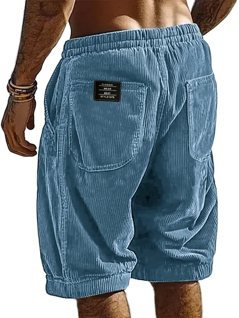 Nouveaux shorts décontractés en velours côtelé rétro pour hommes 2026, pantalons de survêtement unis tendance pour hommes, shorts en velours côtelé Harajuku, nouveaux vêtements pour hommes 1