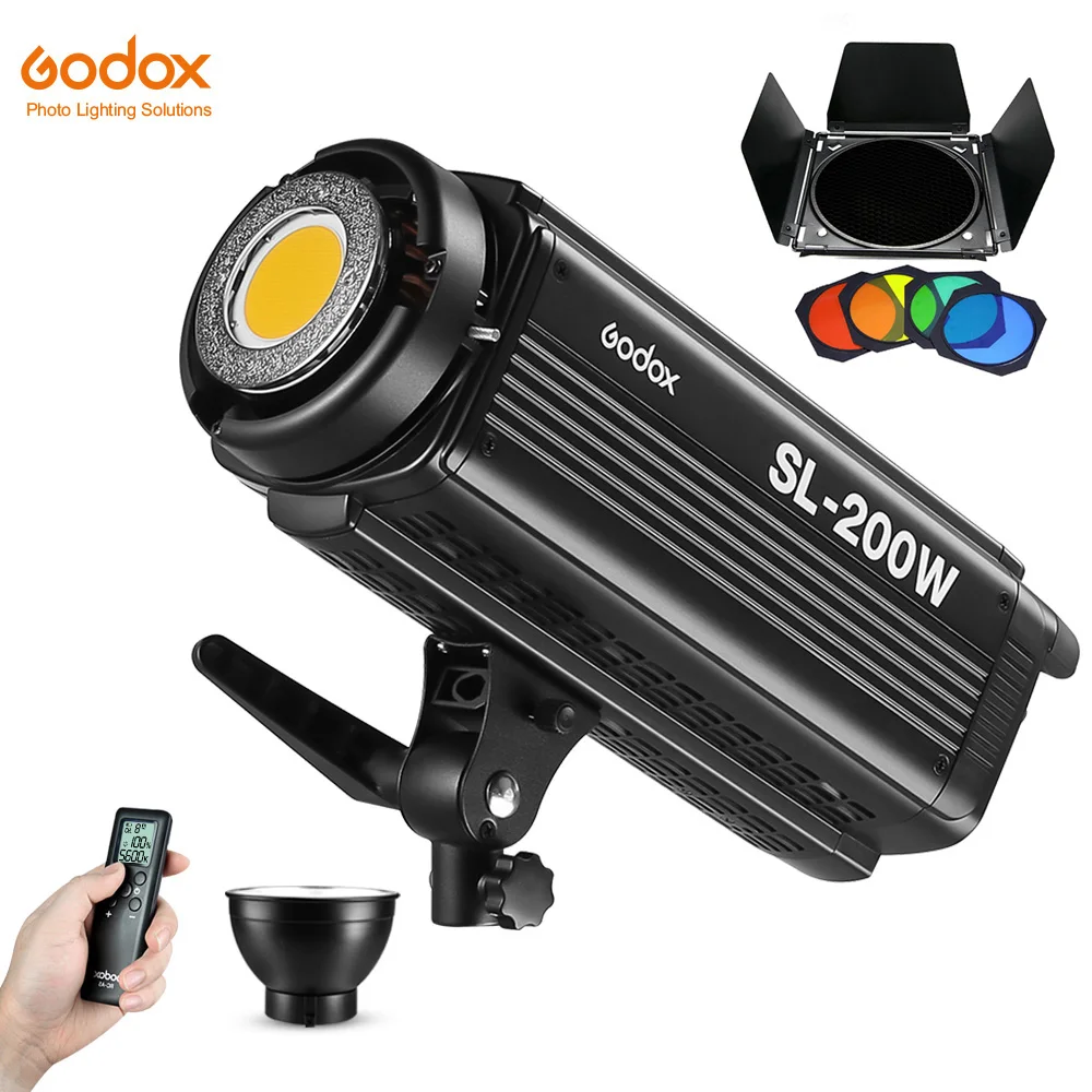 Godox SL200W II TLCI97 5600K CRI96 200Ws ビデオライトLEDランプ スタジオ撮影用のボーエンズマウントに適用  昼光バランス 8つのFXプリセットエフェクト