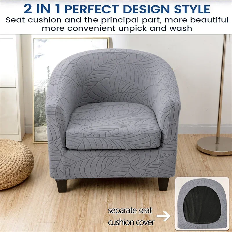 Leaves Jacquard Tub Chair Cover Image 5