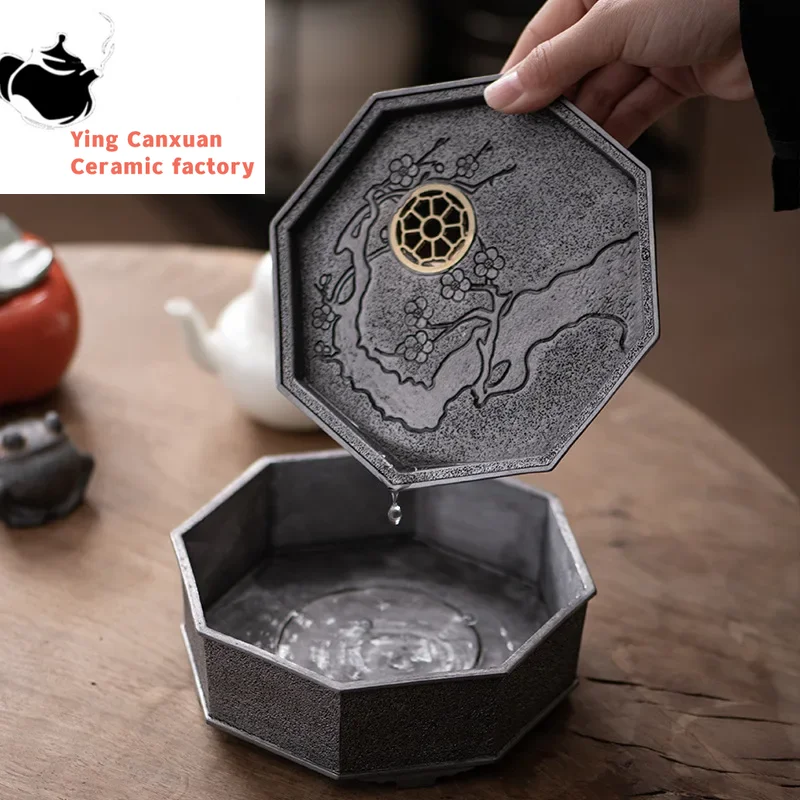 

Pure Tin Old Pot Tray Retro Japanese Style Kung Fu Tea Set Dry Pour Table Tea Plate Water Drop Container Tray Pot Mat Tea Tray