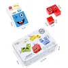 Kids Montessori Toys DIY Face Emoticon Change Cube Wooden Blocks with 64 pcs Cards Learning Education Toy 5