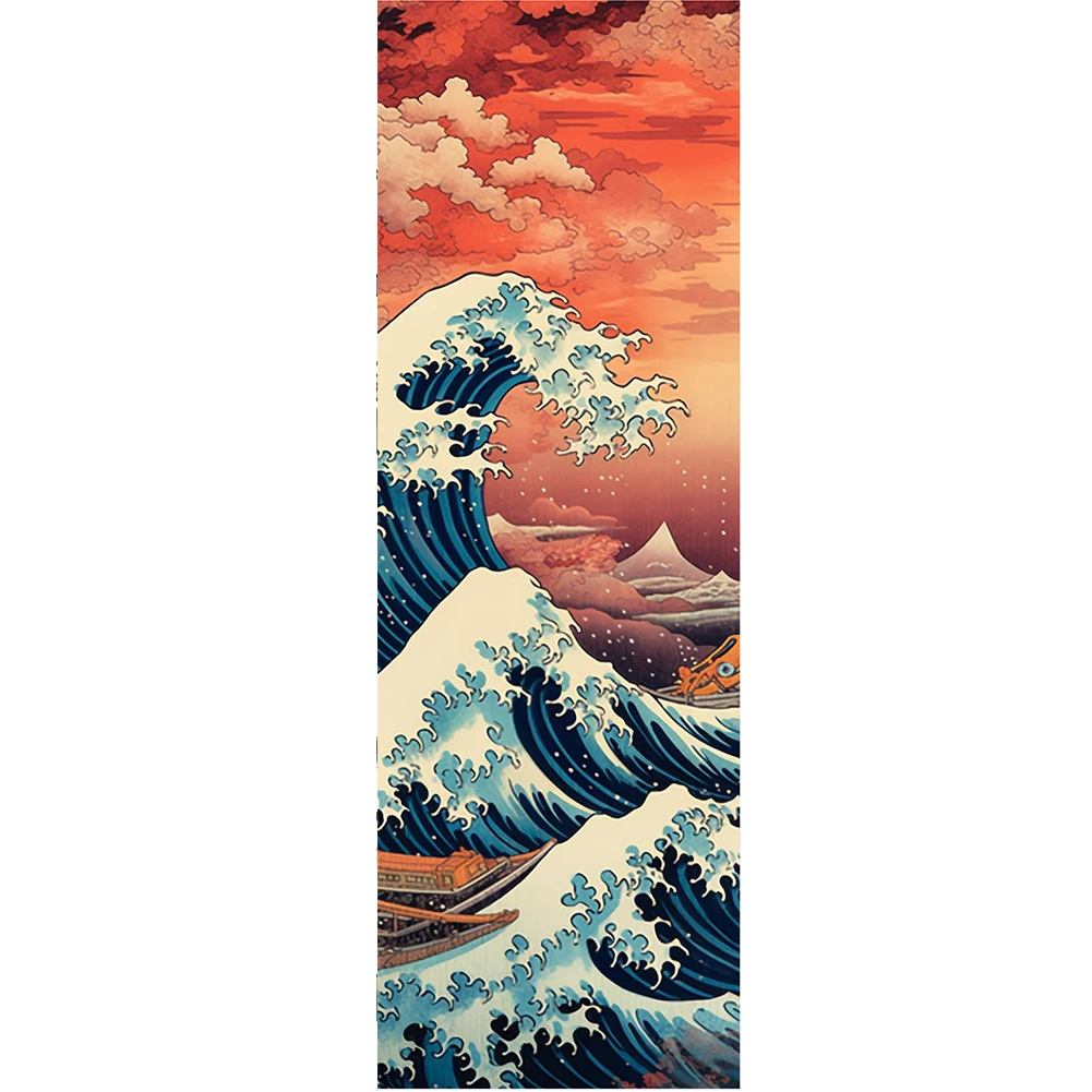 Full Embroidery Eco-cotton Thread 11CT Printed Waves Cross Stitch Kit Art30x90cm