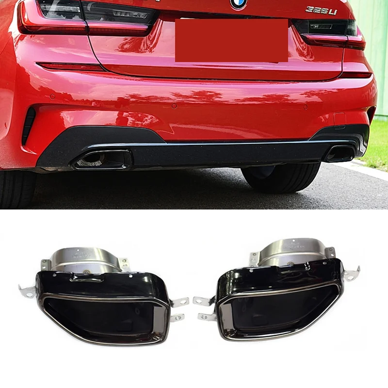1PairCarExhaustTip304StainlessSteelSquareExhaustPipeForBMW