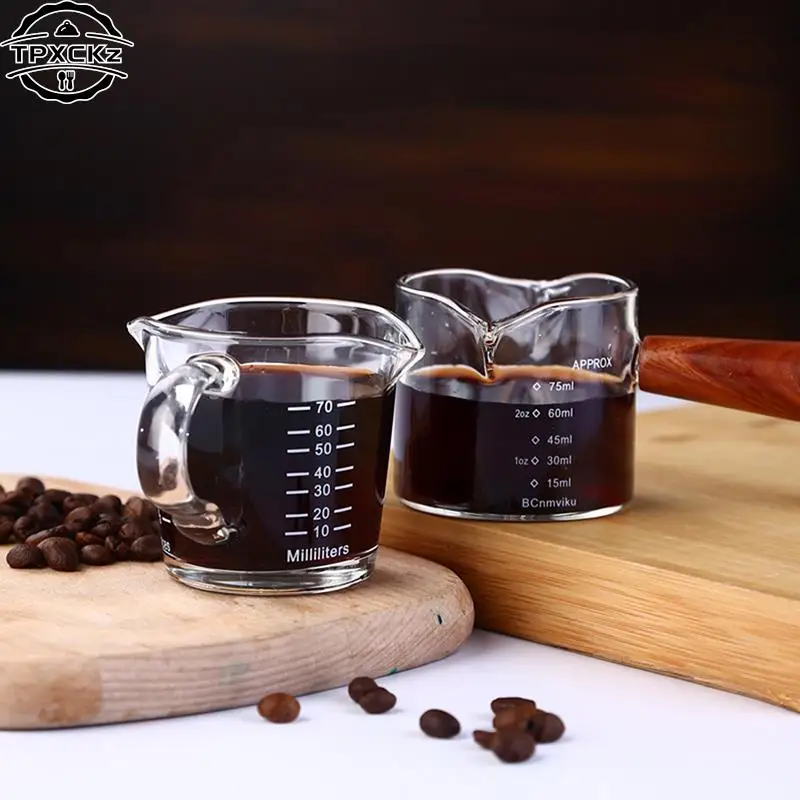 70ml/75ml/80ml/150ml Glass Espresso Measuring Cup Double/Single Mouth Milk Jug Coffee Supplies Clear Scale Kitchen Measure Mug