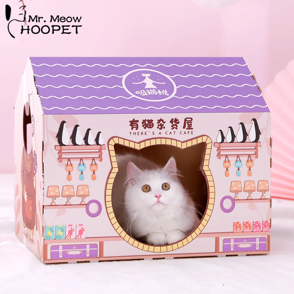 Hoopet Corrugated Papper Cat's House Milk Bed For Cats Breathable Cat Scratcher Nest Scratch Pad Cardboard For Cat Sleeping Bed