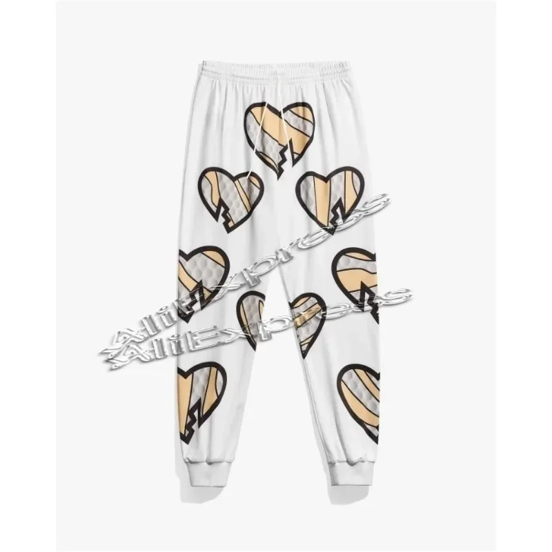 남성용 속건 통기성 스포츠 캐주얼 팬츠 오버사이즈 밴딩 허리 셰온 마이클스 스타일 패션 데일리 브로큰 하트 디자인