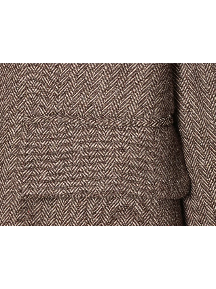 Women's Vintage Jacket Autumn And Winter New Temperament Top Female Blazer Fashion Turn Down Collar Pocket Belt Suit Coats