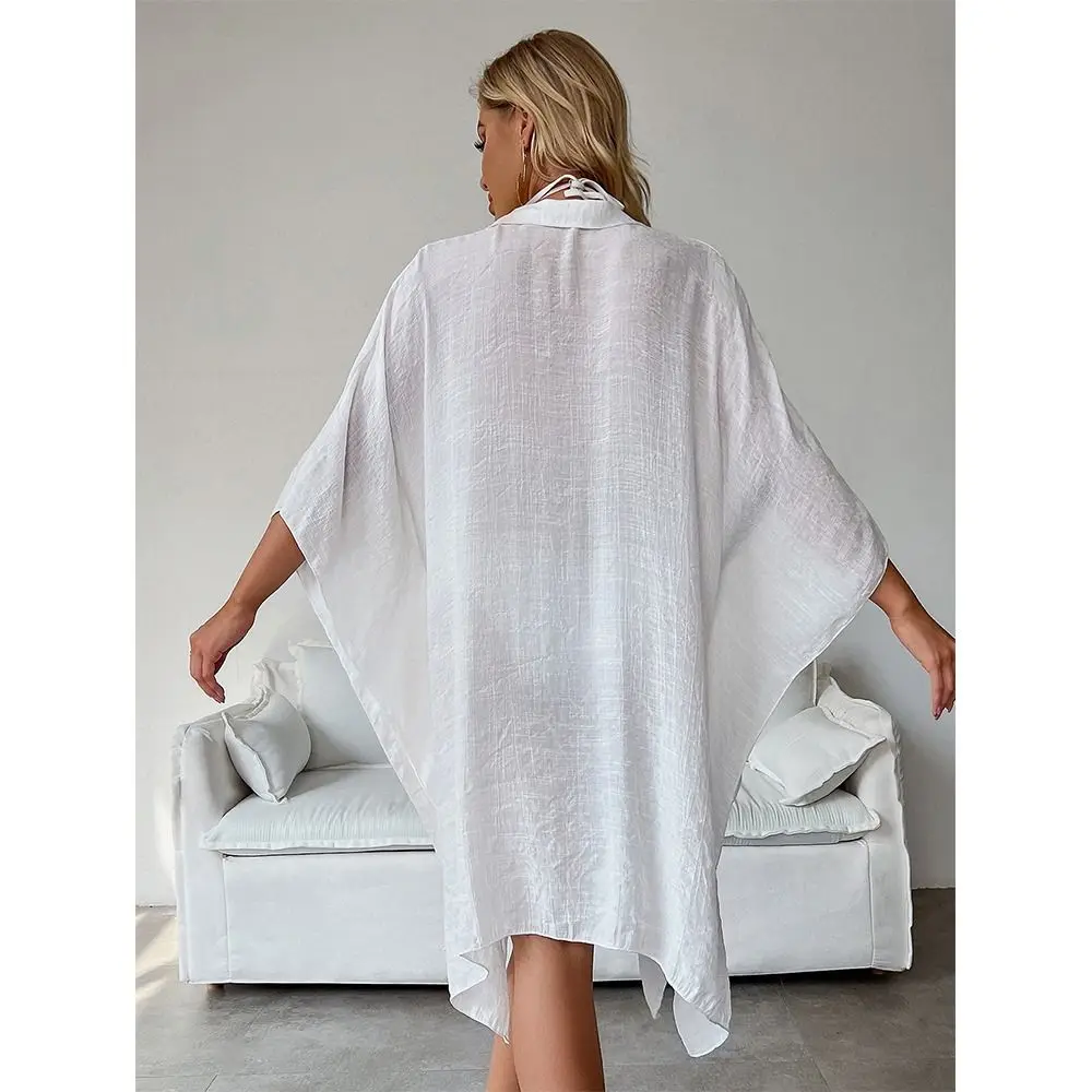Fashion Sun Protection Loose Cardigan Sarong Solid Woman Bikini Cover-up Cover-Ups Swimwear Summer 2