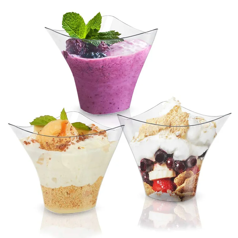 50/100pcs 135ml Plastic Dessert Cups Yogurt Mousses Pudding Cup Mini
