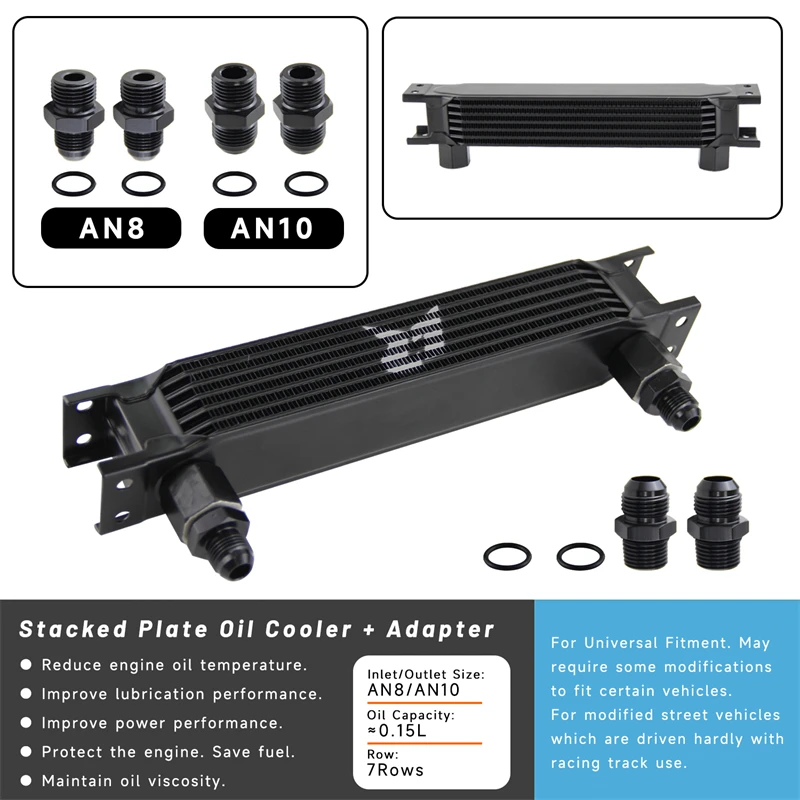 Alluminio Universale 7 File/9 File/13 File/16 File/19 File 248Mm Radiatore Olio G1/2 "19Mm + 2 Pezzi An8 E An10 Raccordi