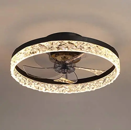 

Ceiling Fan with Lights, LED Remote Control 3 Color Dimmable Reversible 6 Wind speeds, Blades Flush Mount Ceiling Light, Metal