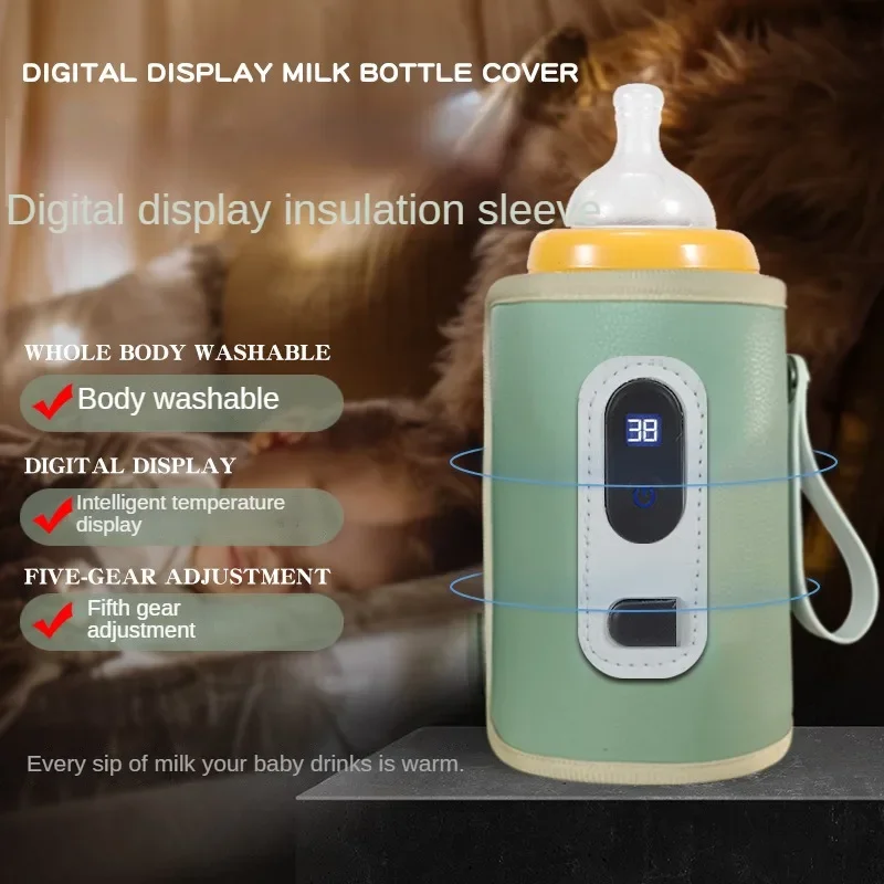 Bottle Warmer Milk Bottle Heater Portable Baby Milk Warmer Digital Display USB Universal Heater