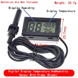 Compact Waterproof Digital Thermometer with LCD Display for Indoor and Outdoor Use (FY-12 Black)