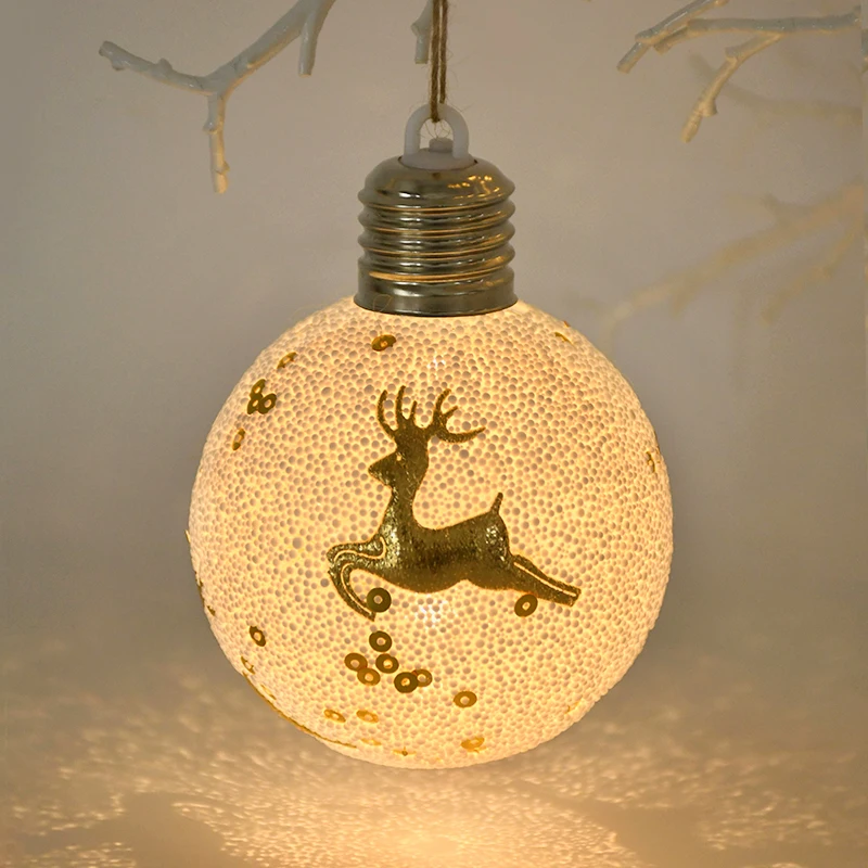 thumbnail image 1 of Bola de Navidad LED con luces cálidas, copo de nieve, alce, árbol de Navidad, colgante, decoraciones navideñas para el hogar, regalos de Navidad 2023, 1 of 5