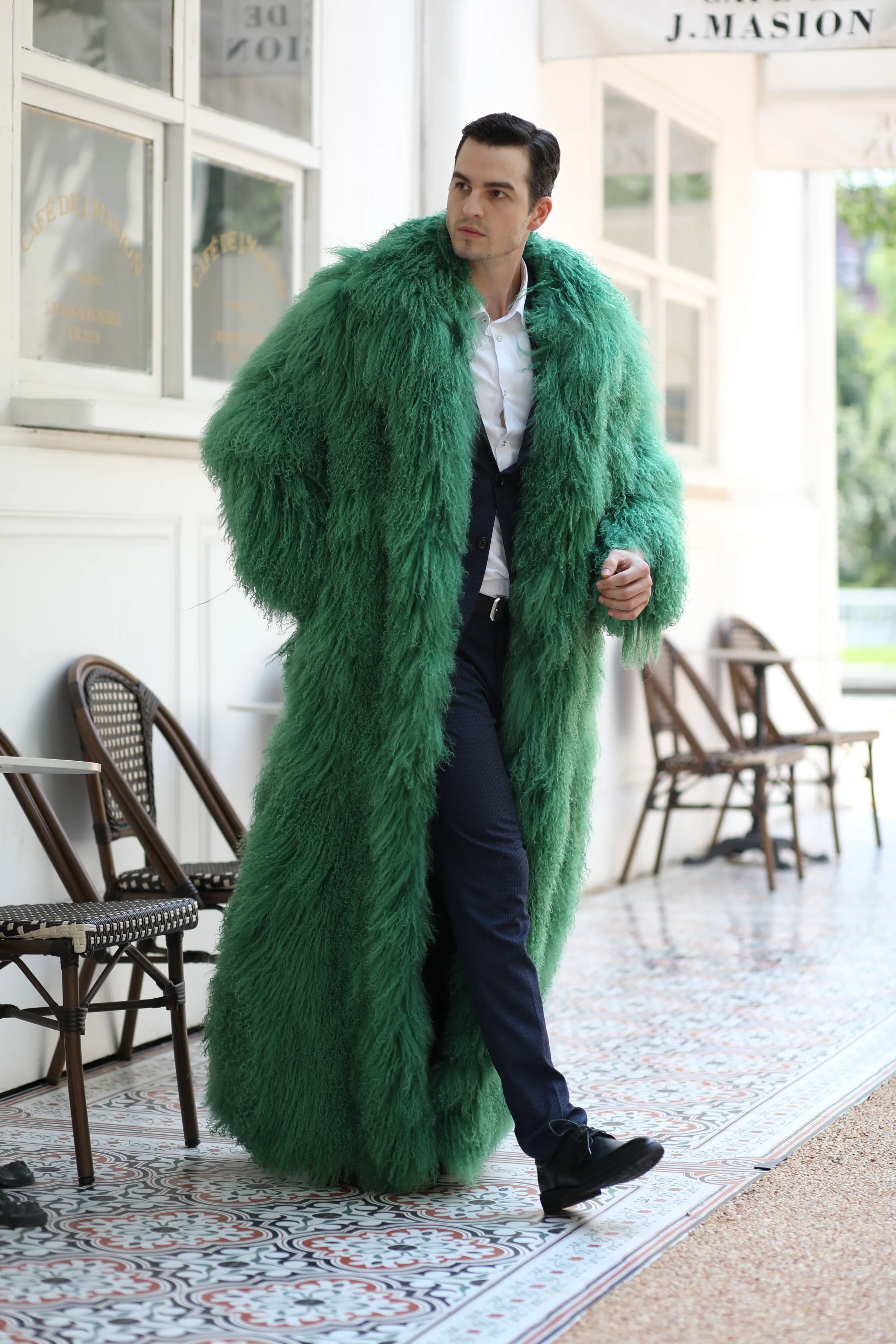 Long Mongolian Real Fur Coat for Men and Women, Custom Color