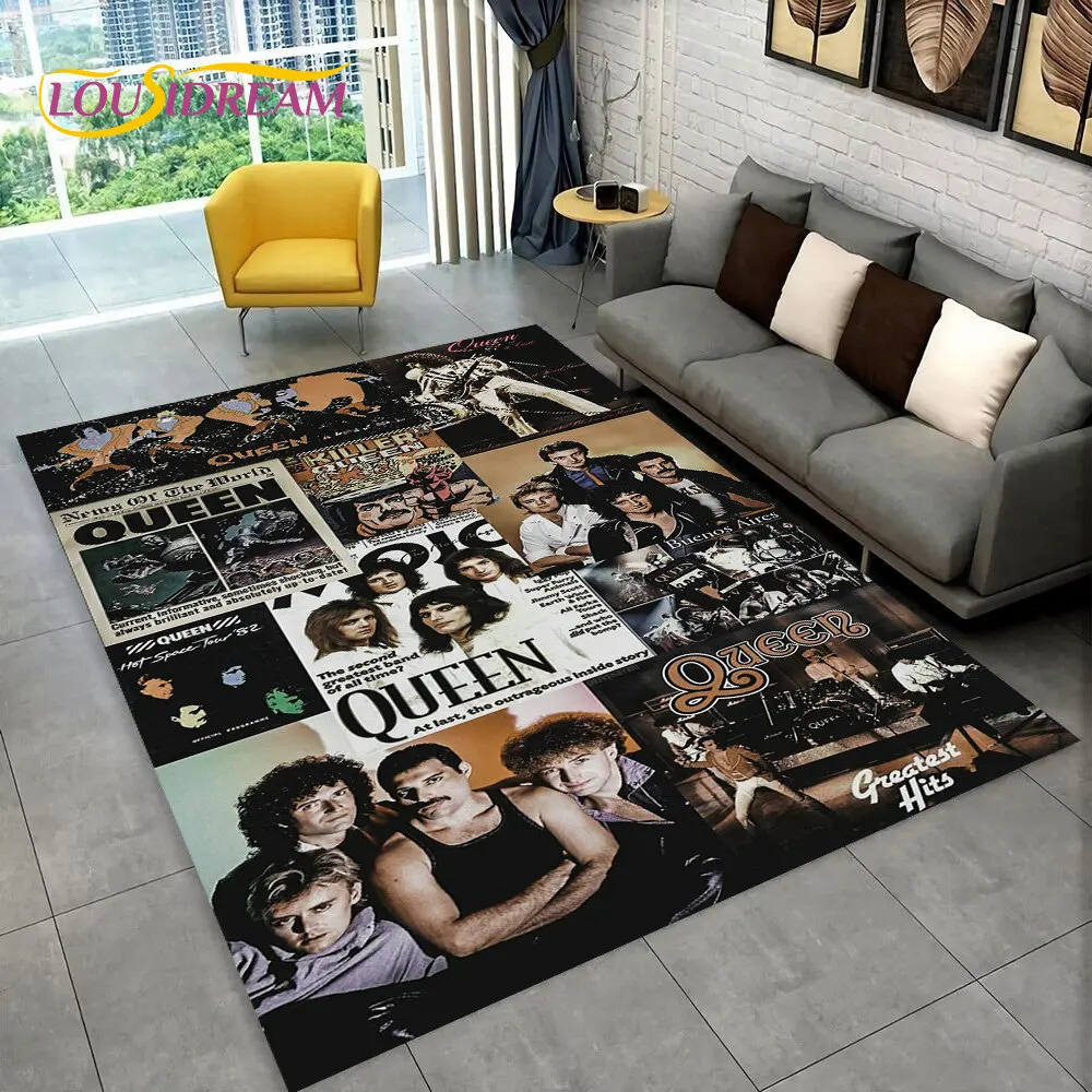 Freddie Mercury Queen-Rock-Band Area Rug,Carpet Rug for Living Room Bedroom Sofa Doormat Decoration, Kid Play Non-slip Floor Mat