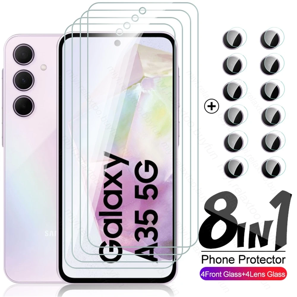 Sumsung A35 5G Custodia 8 In1 Vetro Protettivo Per Fotocamera Per Samsung Galaxy A35 A 35 5G 2024 A356B 6.6 "Proteggi Schermo In Vetro Temperato