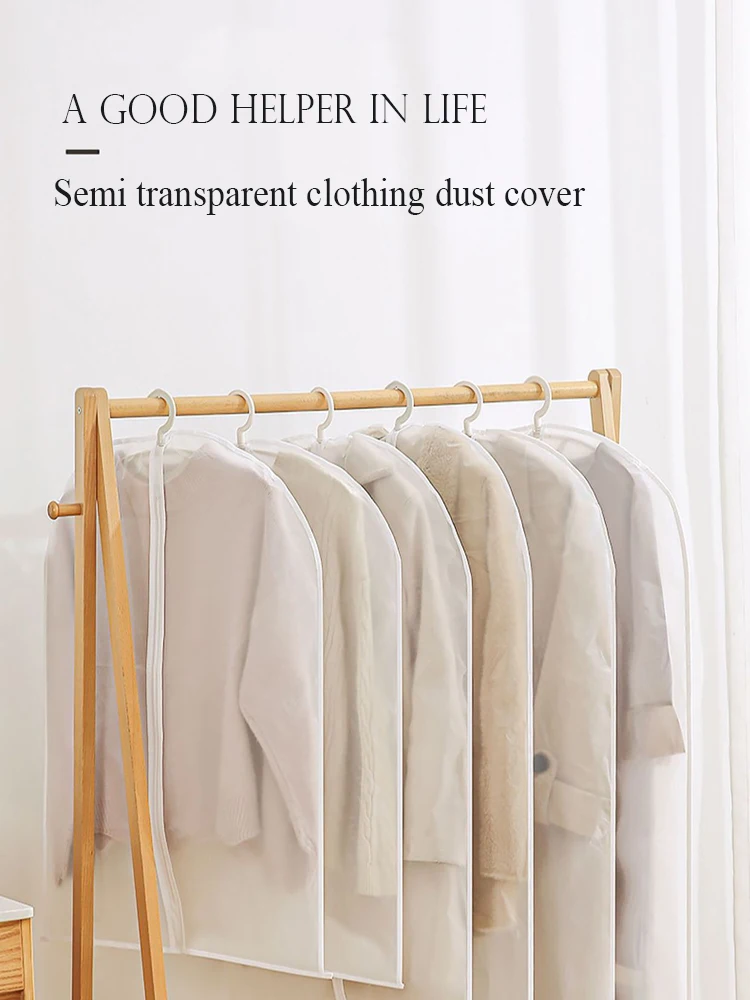 Description Picture 2 of itemClothing dust cover, waterproof and moisture-proof, portable, thickened transparent coat, hanging pocket, hanging storage bag