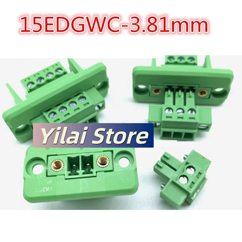 Wiring Connector Wire Connectors Wall mounted welding free terminal block 15EDGWC-3.81mm 2-24P fixed green terminal set for plug-in panel
