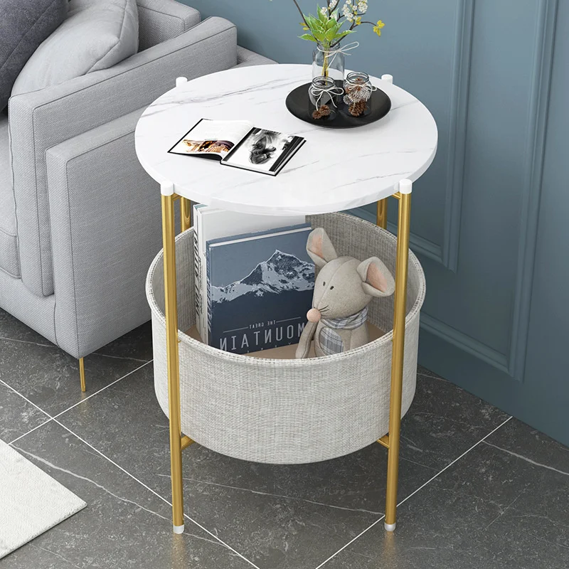 

Living Room Coffee Table Light Luxury Bed Table Modern Minimalist Marble Small Round Table European Creative Home Corner Cabinet