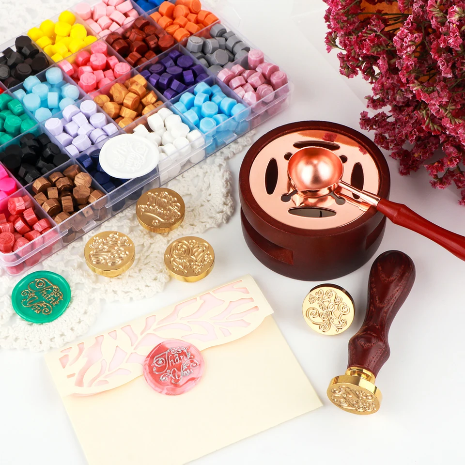 7pcs/box Vintage Wax Stamps Set Stamp Spoon Wax Beads Kit for Wedding  Invitation Sealing Stamping Melt DIY Crafts Supplies - AliExpress